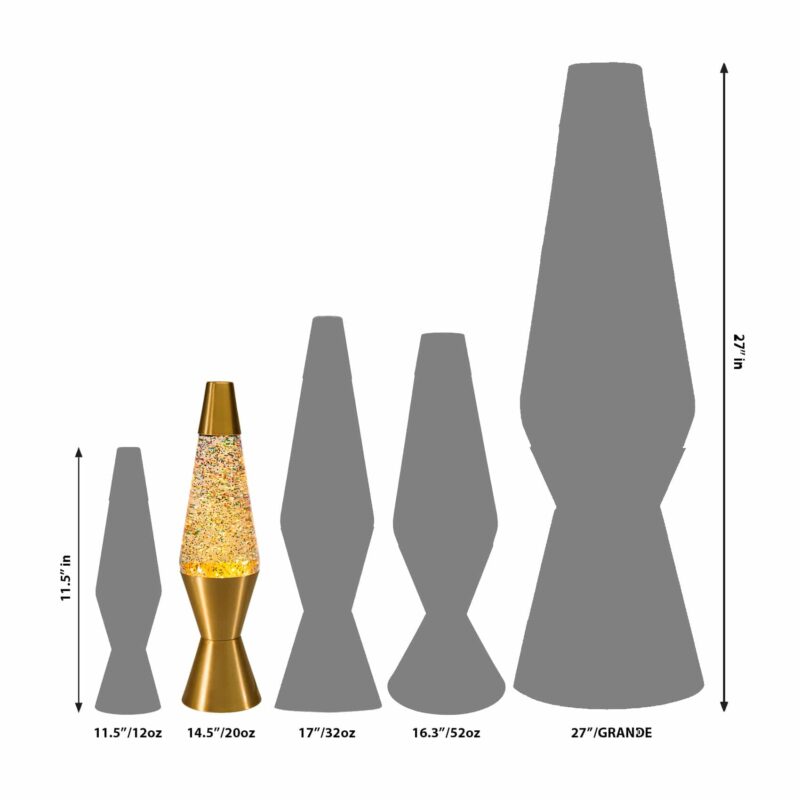 14.5″ LAVA Lamp Rainbow Glitter – Clear/Gold - US 1087