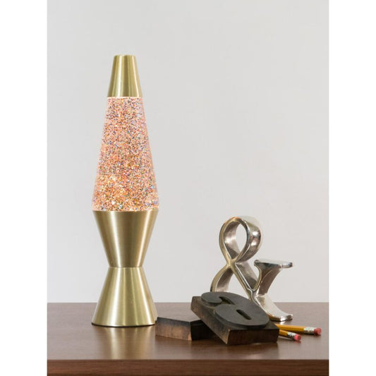 14.5″ LAVA Lamp Rainbow Glitter – Clear/Gold - US 1087